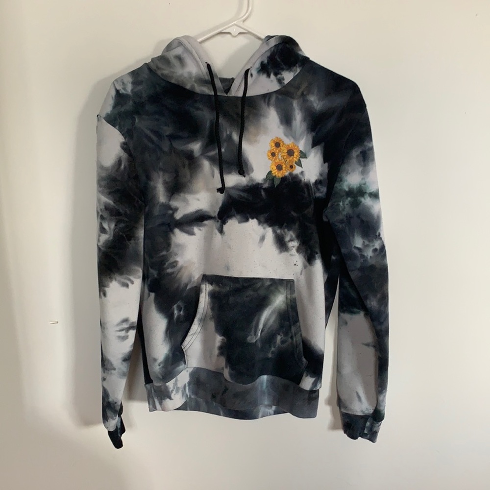 Rue21 Black Tie Dye Style Sunflower Hoodie